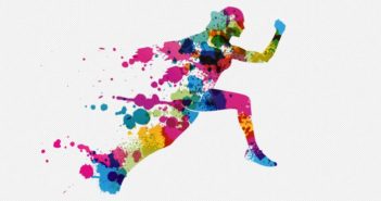 Color blot illustration of a runner