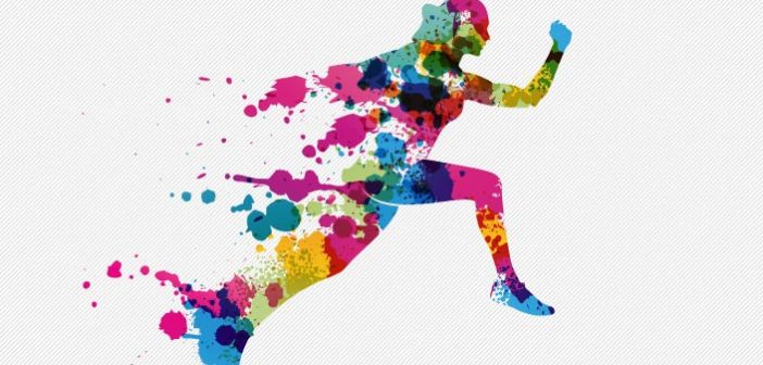 Color blot illustration of a runner