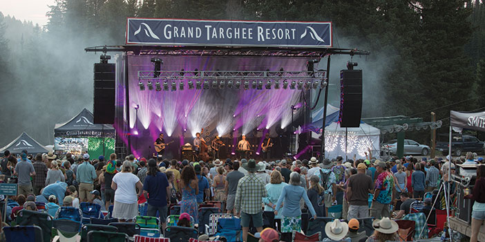 Crowd and stage at Grand Targhee Bluegrass festival