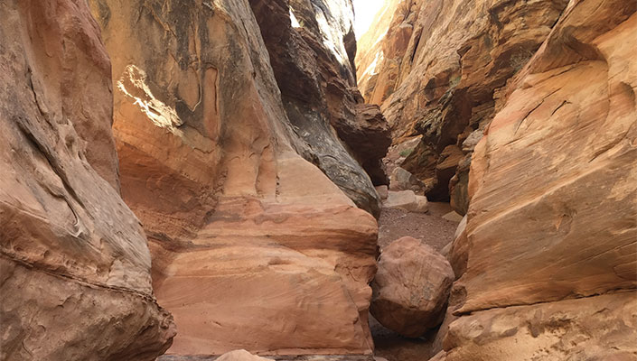 Photo of A rockfall in Dang Canyon.