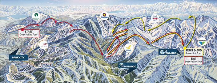 Interconnect route map Wasatch Mountains illustration