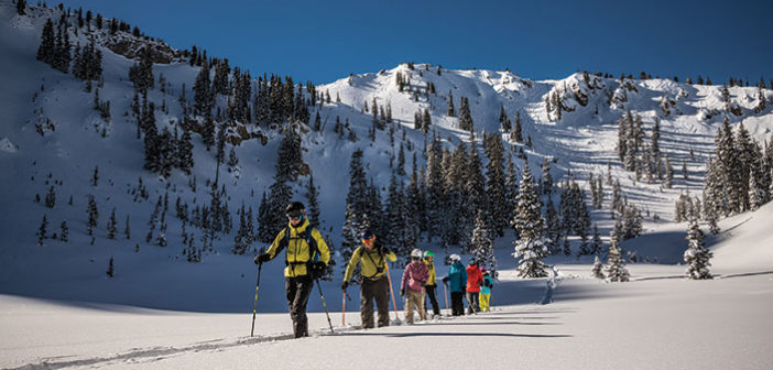 Group of Skiers touring the Utah Interconnect tour
