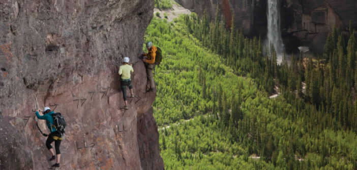 Climber's on The Main Event of Telluride, Colorado's Via Ferrato