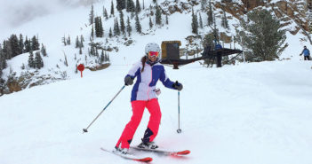 Editor Jenny Willden Skiing at Alta, Utah.