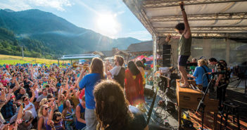 Snowbasin Music festival stage and crowd