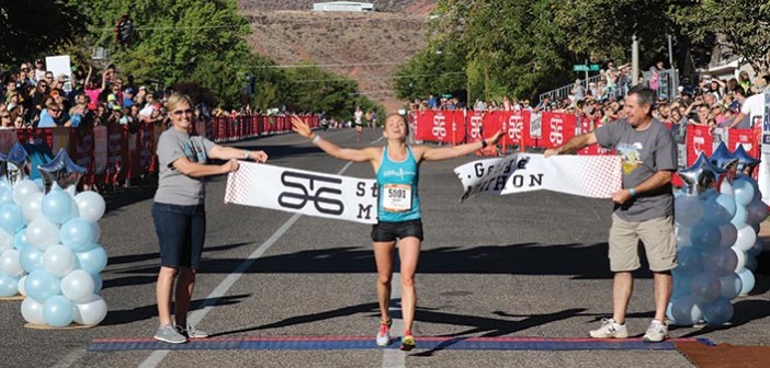marathon runner Amber Green finishes the St. George marathon